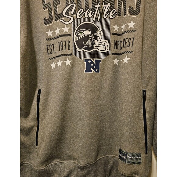 Seattle Seahawks Large Hoodie Grey With Zip Pockets Super Soft - Picture 3 of 5